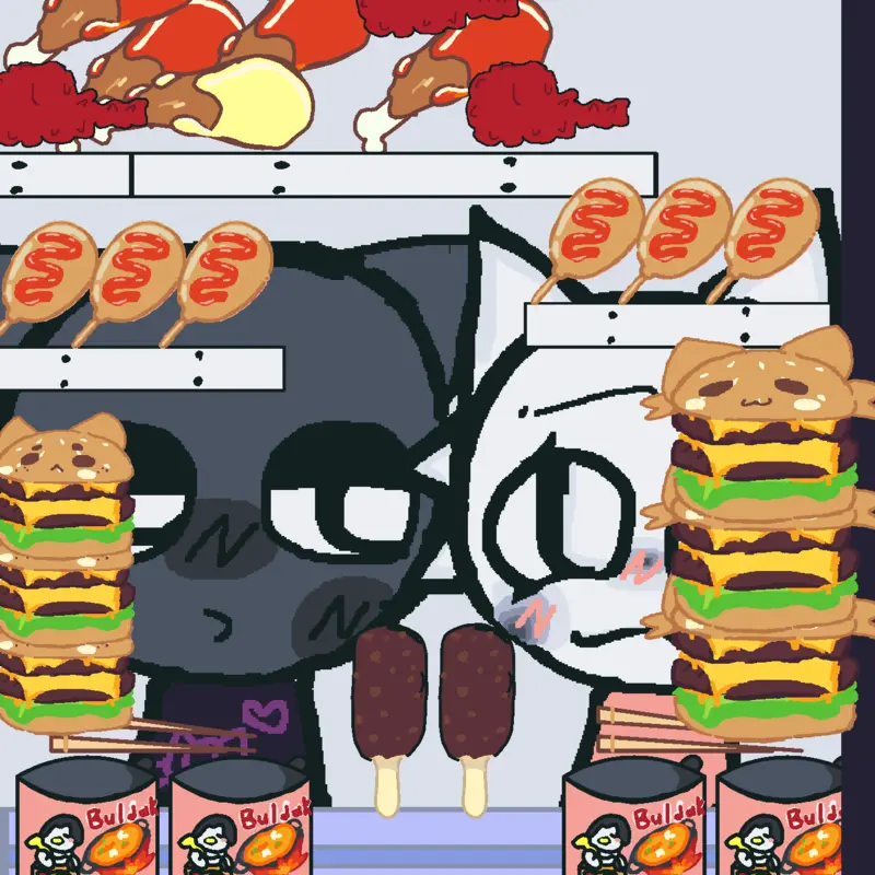 Sprunki mukbang grey and wenda by @minty_10