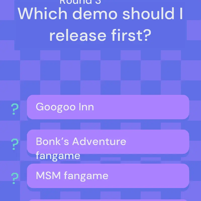 Demo release poll by @LuckyMeadowCastle