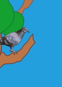 1 lil pigeon sitting on a tree,