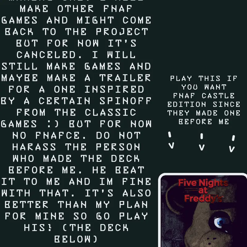 Fnafce is cancelled by @FiveNightsAtFreddys