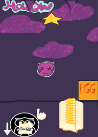 Purple cat golf flying mukbang food