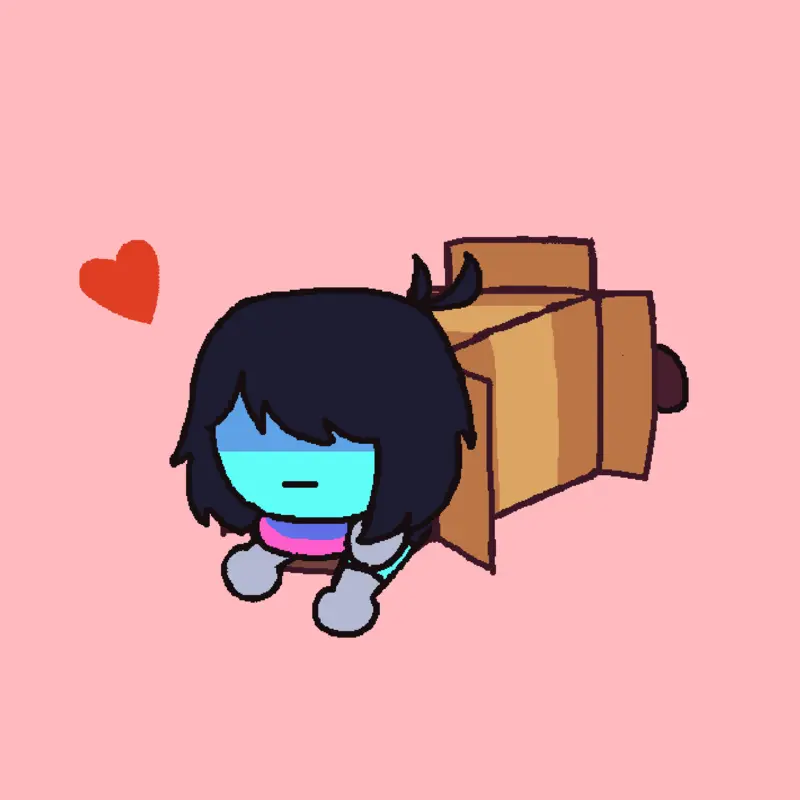 Deltarune Sliding Into a Box by @Geode_Quartz