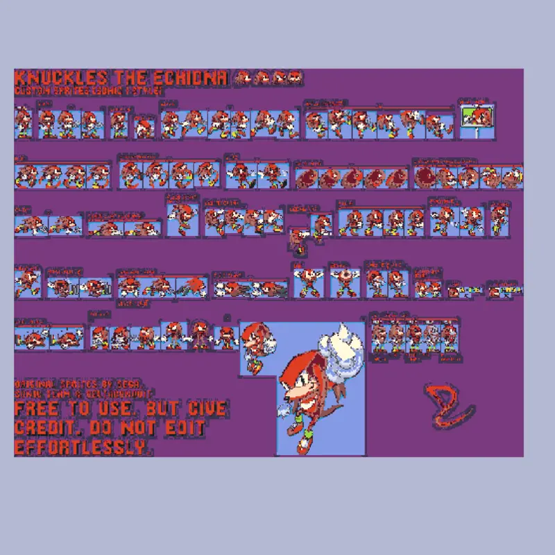 F2U S1 style knuckles Spritesheet by @BananaPeelCharacter
