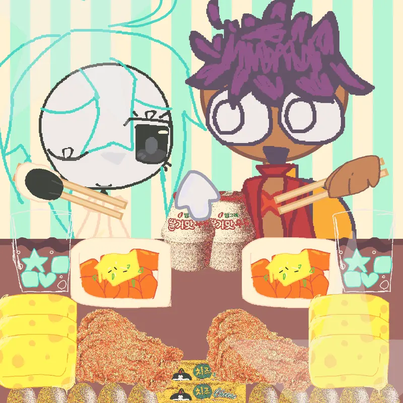 Luffy and blue girl mukbang by @Luffy_Dude