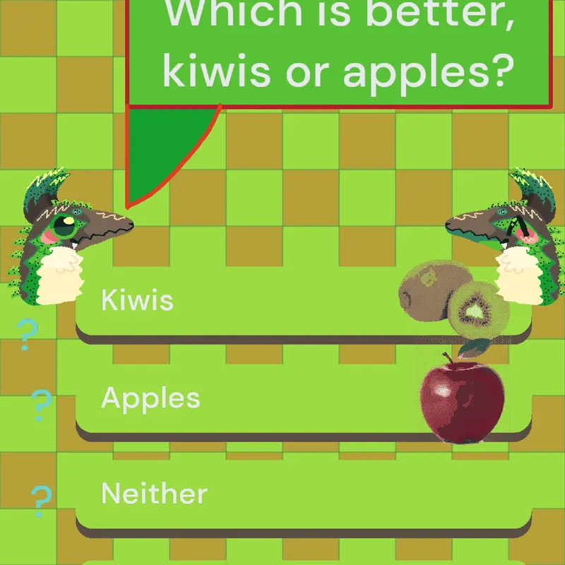 do you like apples or kiwis? by @Kotaro_Kiwi