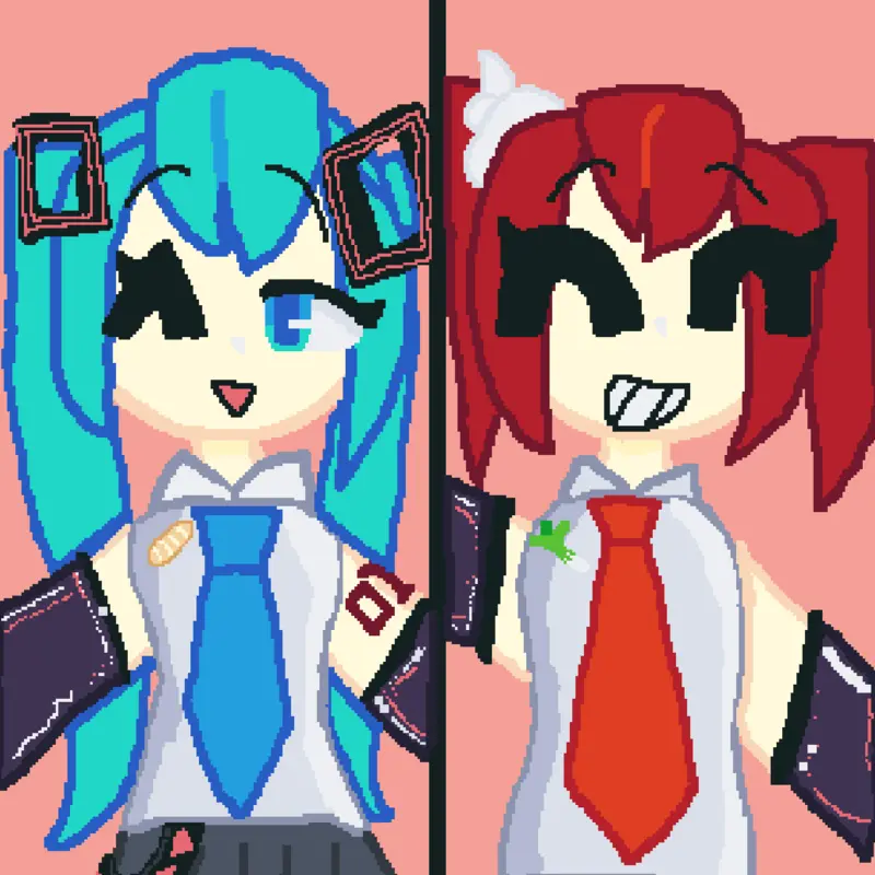 Teto and miku by @star_catzz