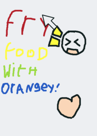 Fry food with orangey