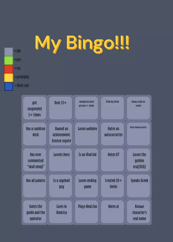 BINGO by @ItsAC3stleG0y