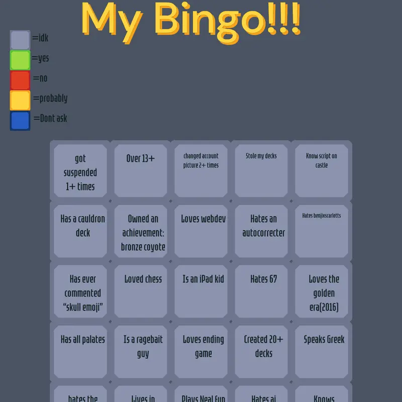 BINGO by @ItsAC3stleG0y