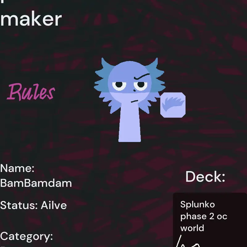 Oc maker splunko music sprunki AHWHAJWHS by @Tunners_Plays_Alt