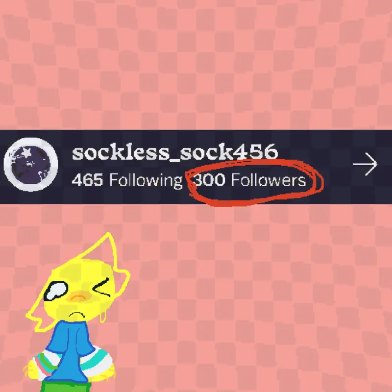 300 followers! by @sockless_sock456