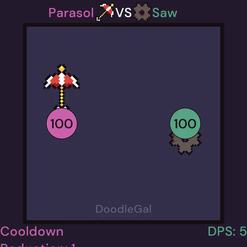 Parasol ⛱️ vs Saw ⚙️ by @DoodleGal
