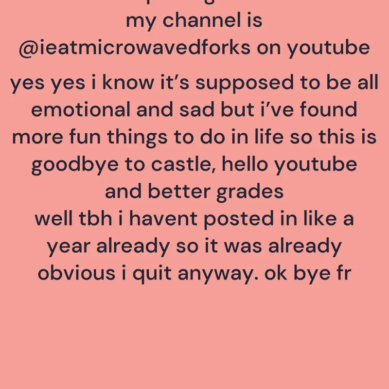 hi guys, i’m quitting castle by @GabrielleLikesCastle_